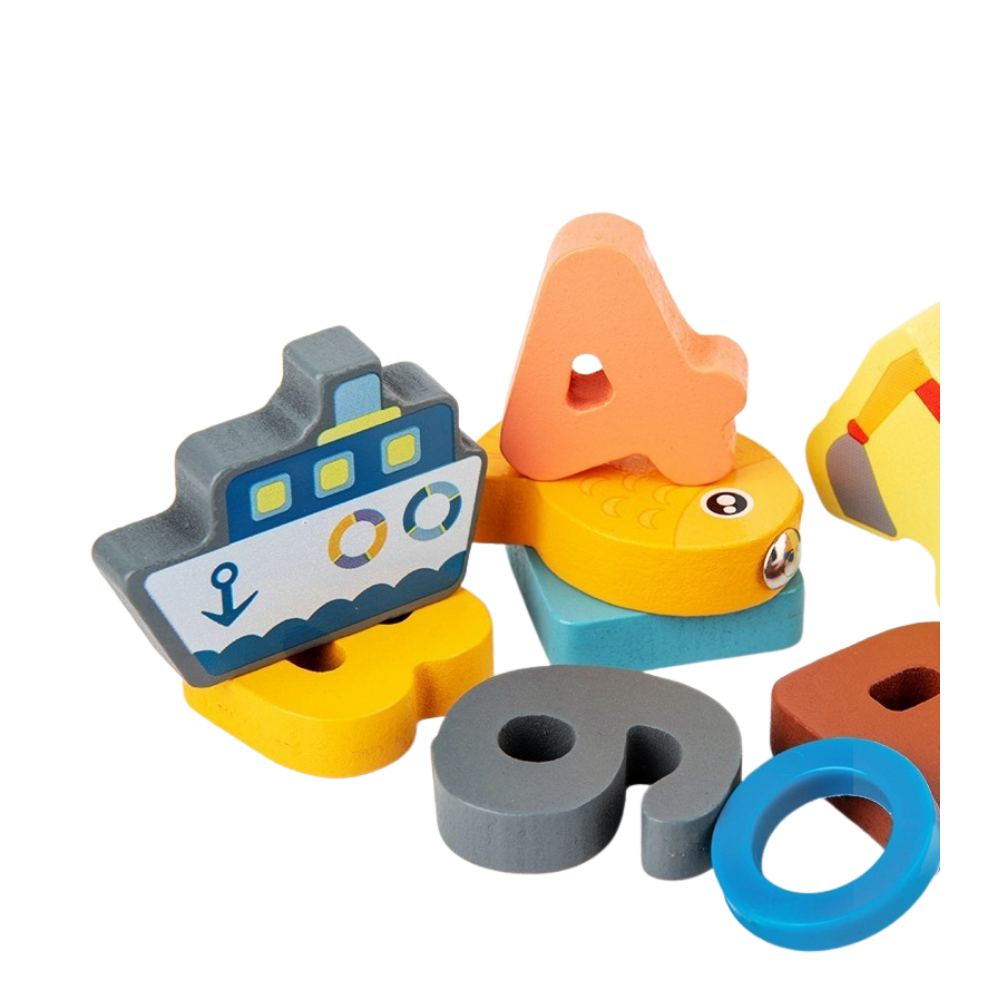 7 En 1 Juego De Pesca Magnetico Tablero De Madera Didáctico