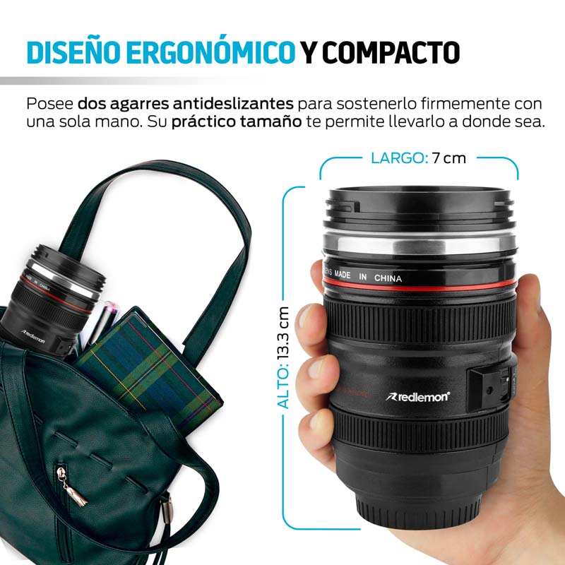 Termo Hermético en Forma de Lente de Cámara 350 ml Redlemon