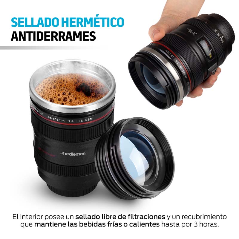 Termo Hermético en Forma de Lente de Cámara 350 ml Redlemon