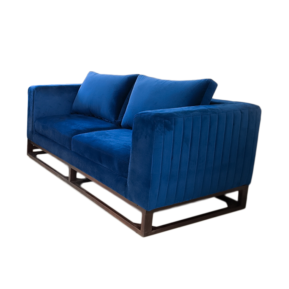 Sofá Verona 2 Plazas Sillón Tercipelo Moderno Minimalista (azul)