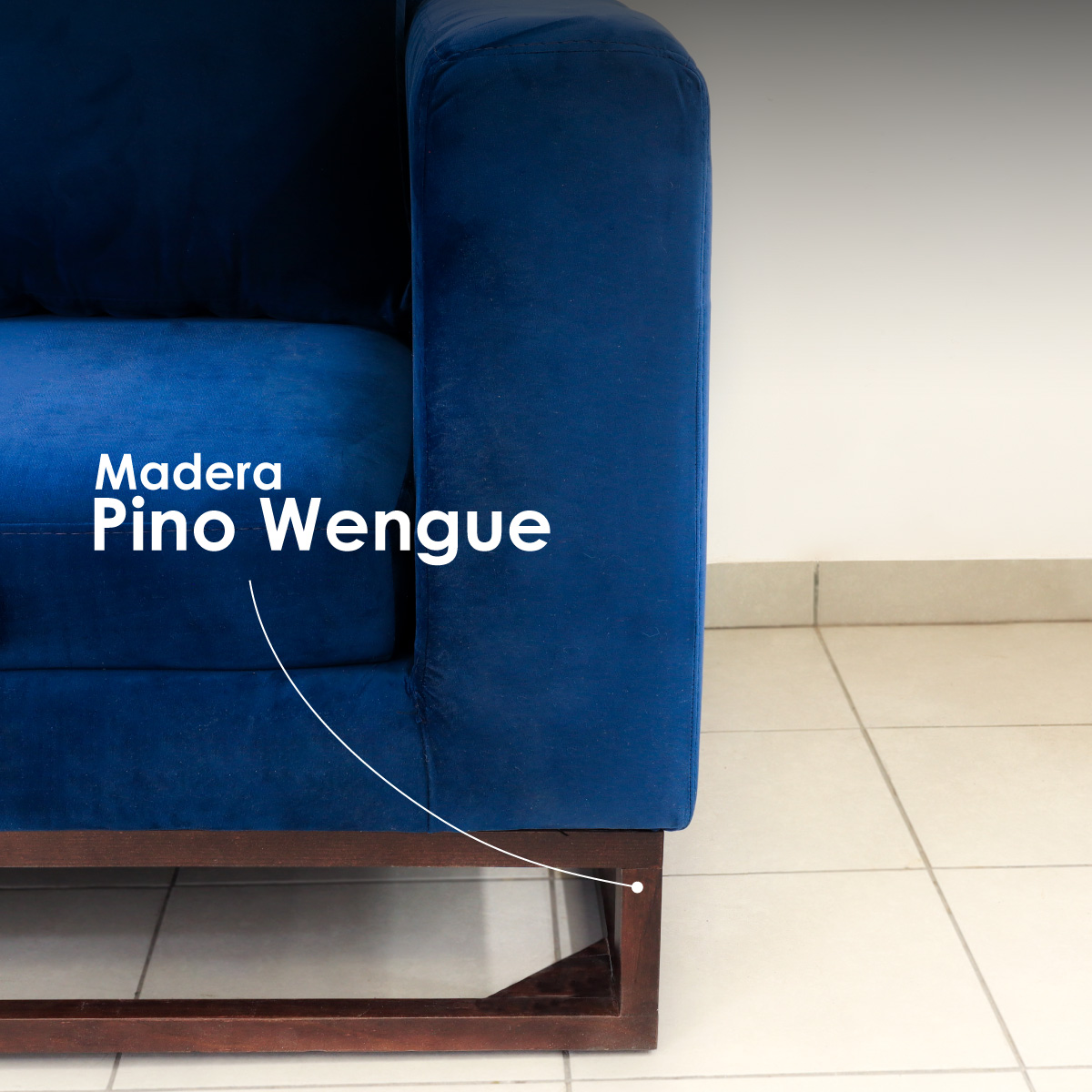 Sofá Verona 2 Plazas Sillón Tercipelo Moderno Minimalista (azul)