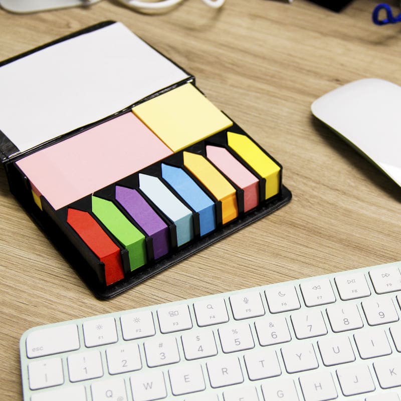 Estuche de Notas Adhesivas de Curpiel Modelo EcoPaper, Block de Notas Post It Papelería Marca Red Baboon