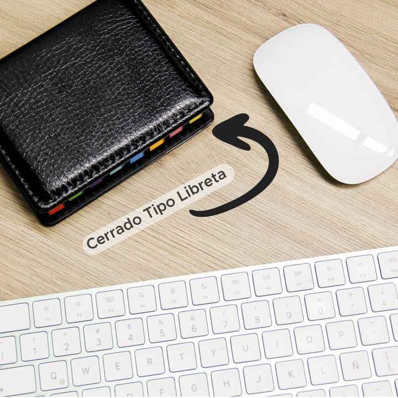 Estuche de Notas Adhesivas de Curpiel Modelo EcoPaper, Block de Notas Post It Papelería Marca Red Baboon