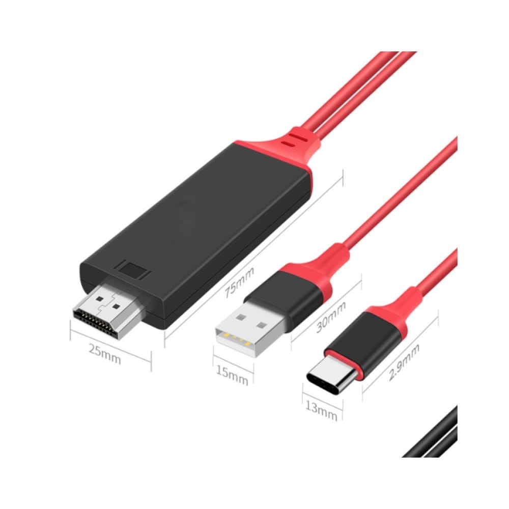 Cable Usb Tipo-C a HDMI Ele-Gate WI138 Color Rojo