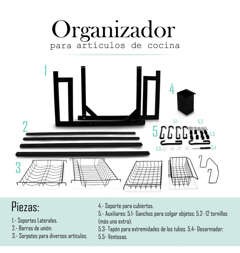 Escurridor para trastes platos de acero inoxidable 2 niveles sobre el fregadero