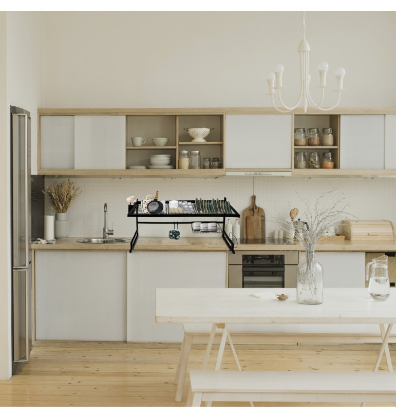 Escurridor para trastes platos de acero inoxidable 2 niveles sobre el fregadero