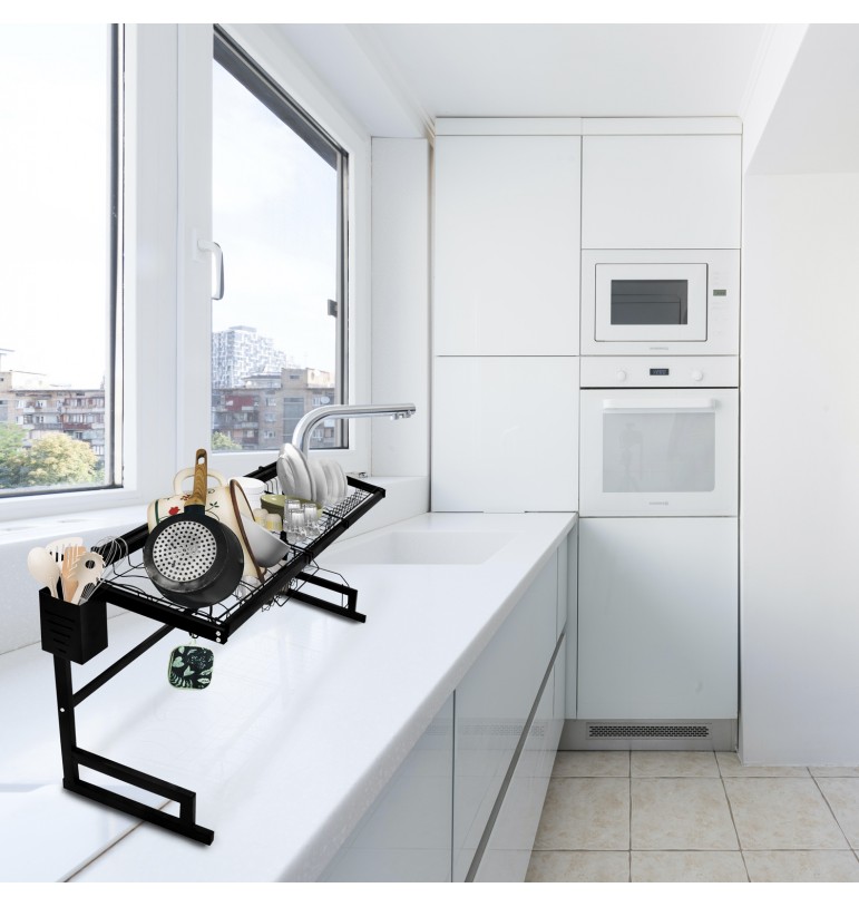 Escurridor para trastes platos de acero inoxidable 2 niveles sobre el fregadero