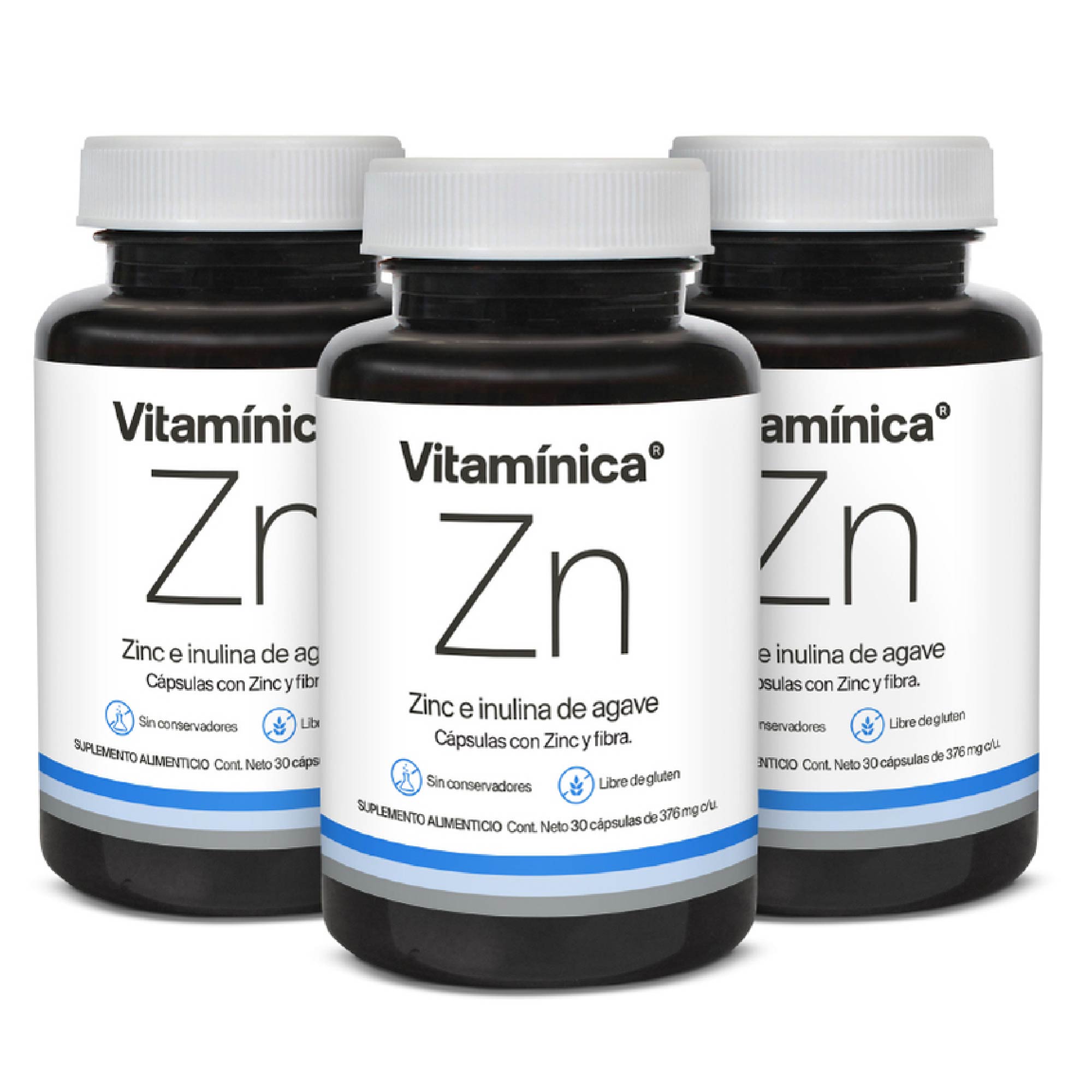 SET DE ZINC | 90 Cápsulas de 376mg | Ideal para 90 días | Libre de conservadores | Sin Gluten