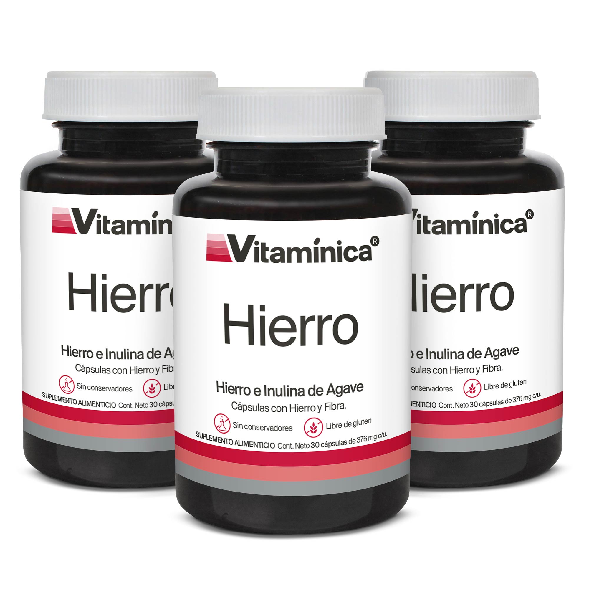 SET HIERRO | 90 Cápsulas de 376mg | Ideal para 90 días | Libre de conservadores | Sin Gluten
