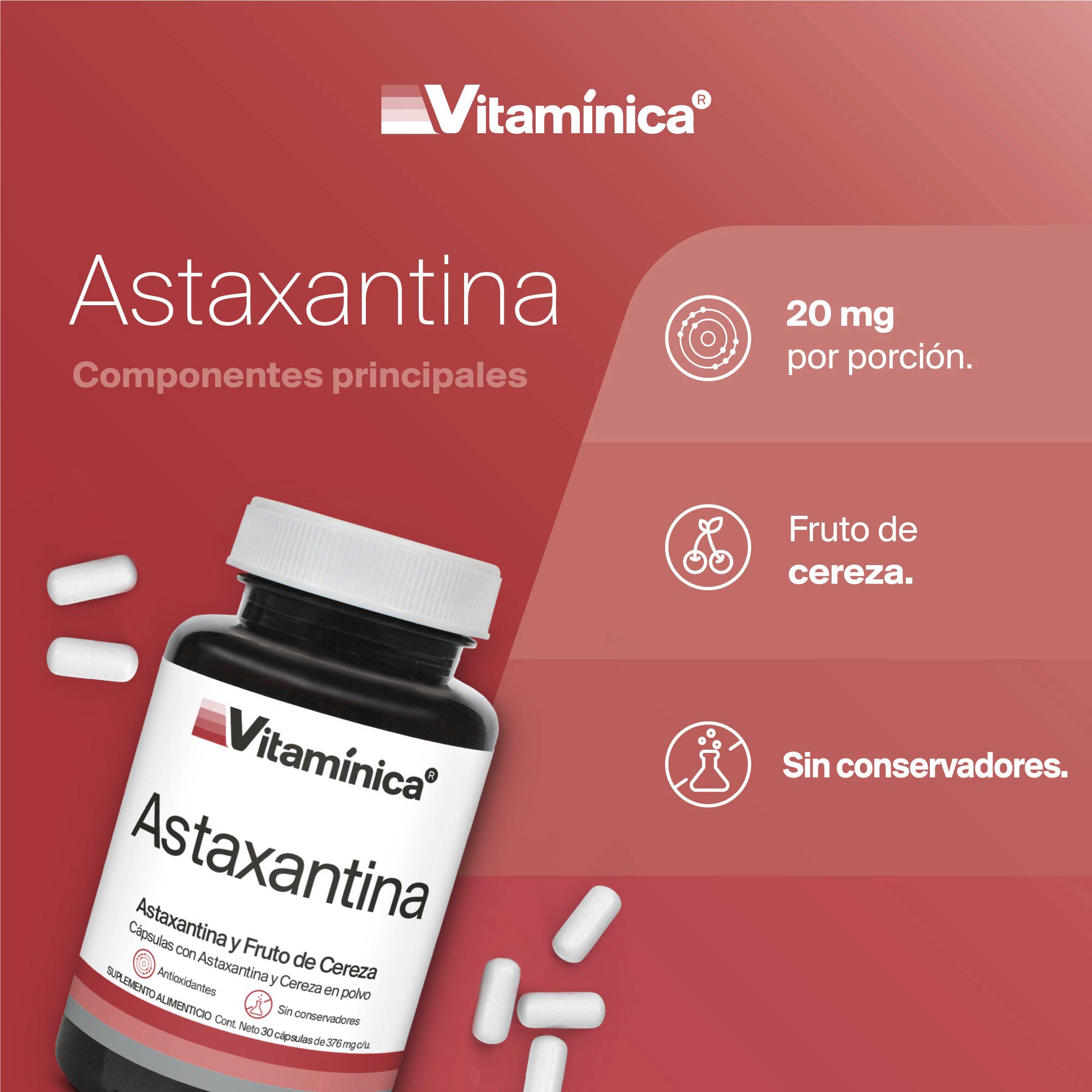 SET ASTAXANTINA | 90 cápsulas de 376mg | Ideal para 90 días | Antioxidantes | Libre de conservadores