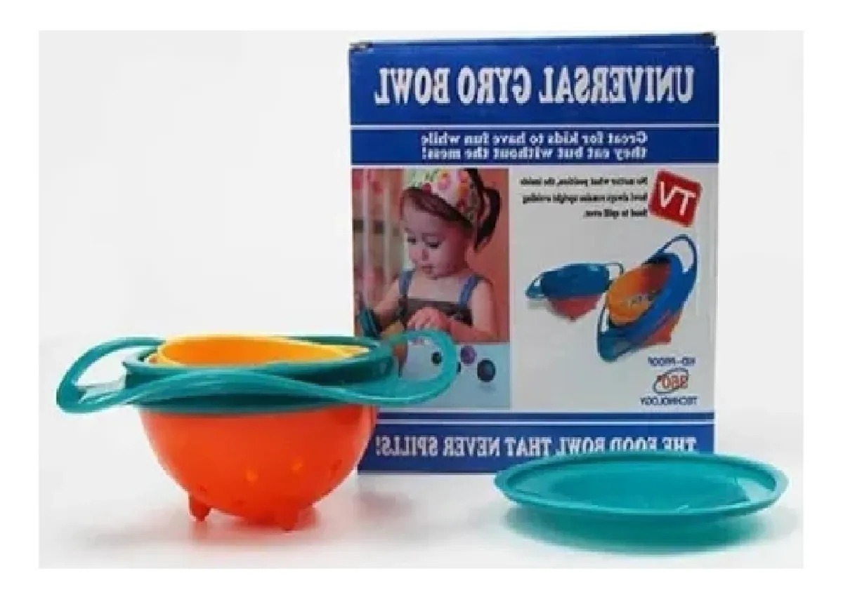 Gyro Bowl 360º Multicolor Plato Tazón Anti Caídas Derrames Para Niños
