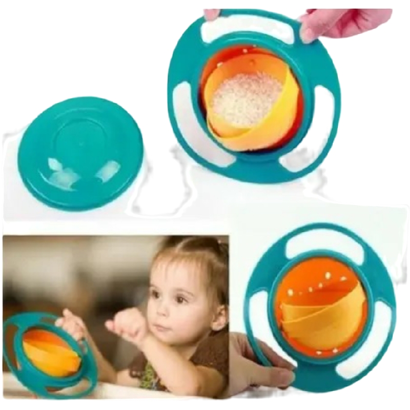 Gyro Bowl 360º Multicolor Plato Tazón Anti Caídas Derrames Para Niños