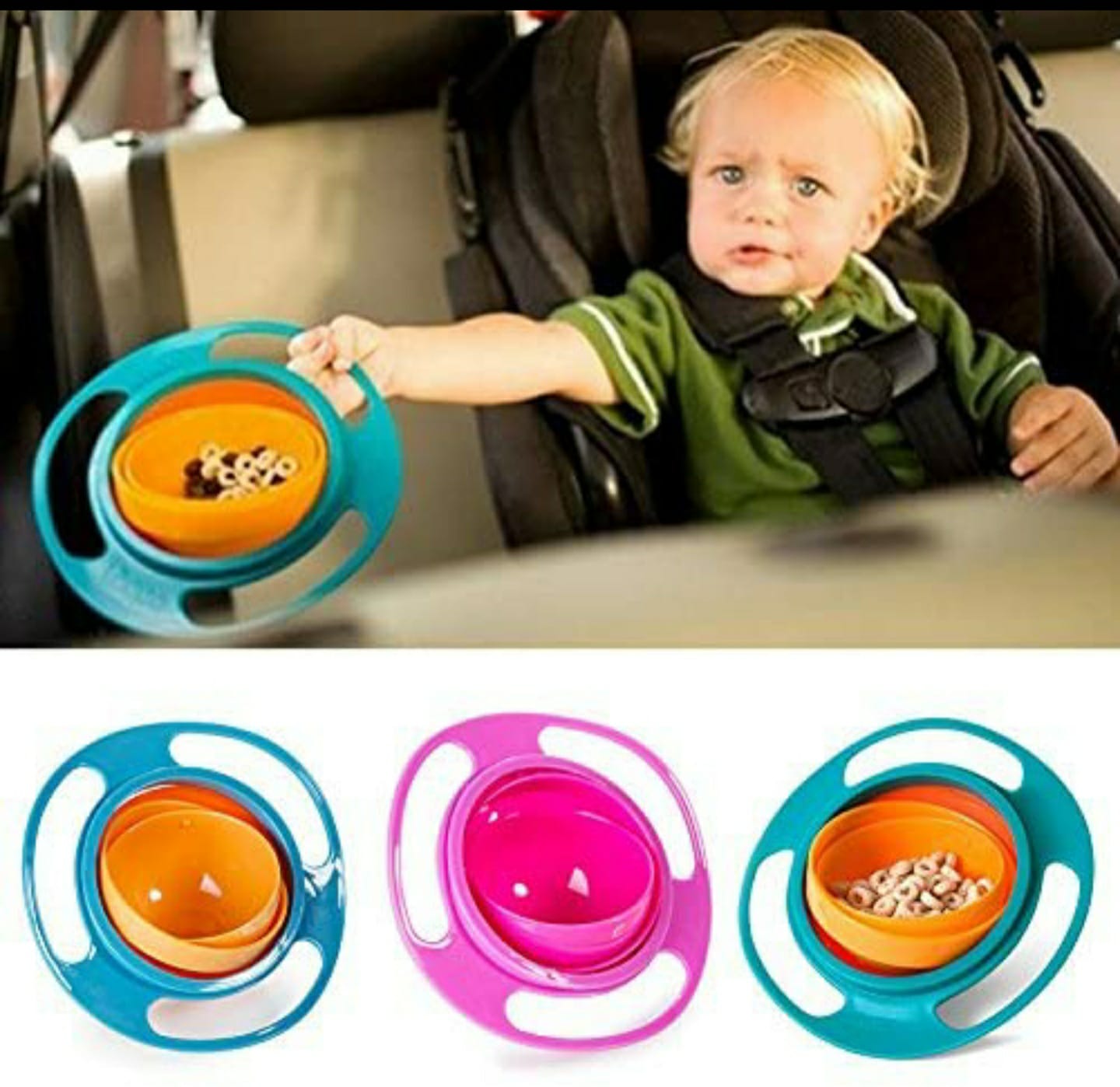 Gyro Bowl 360º Multicolor Plato Tazón Anti Caídas Derrames Para Niños