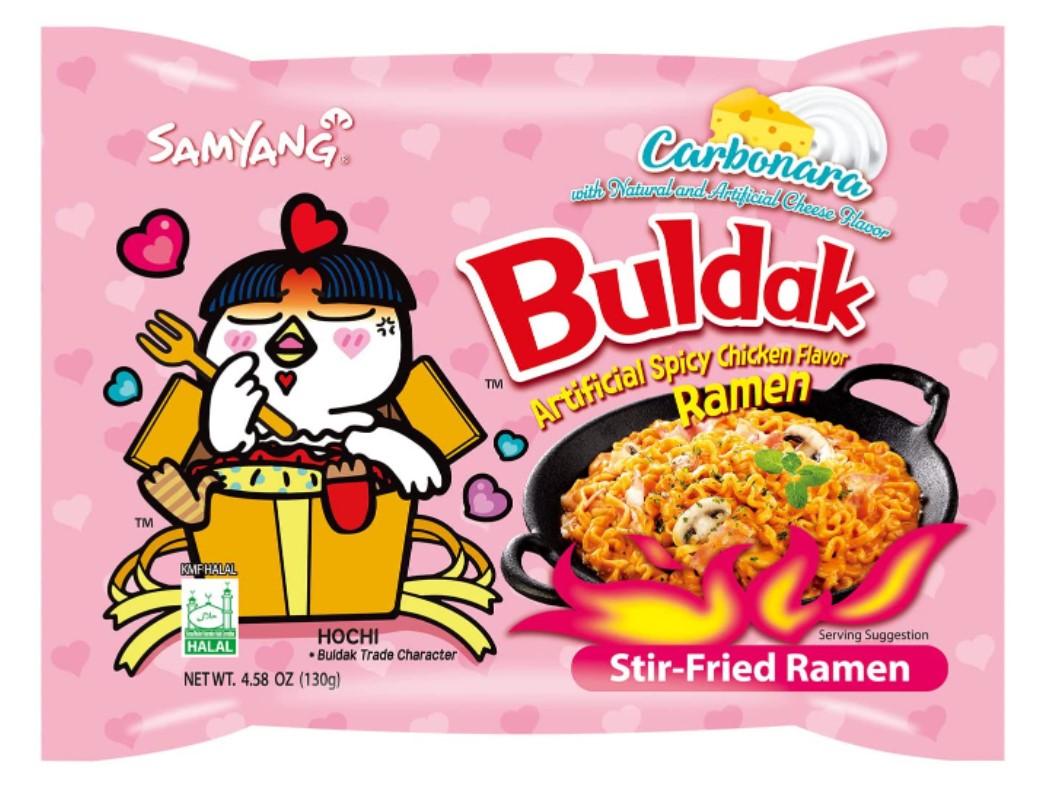 Sopa Instantáneo Ramen Coreana Carbonara Picante Buldak 5pzs