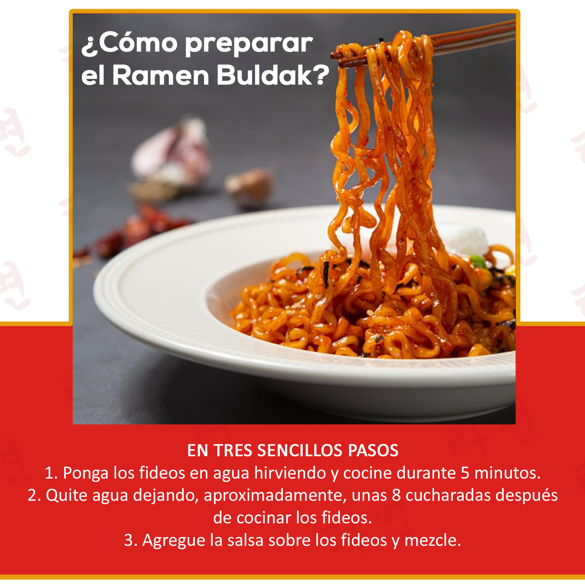 Sopa Instantáneo Ramen Coreana Carbonara Picante Buldak 5pzs