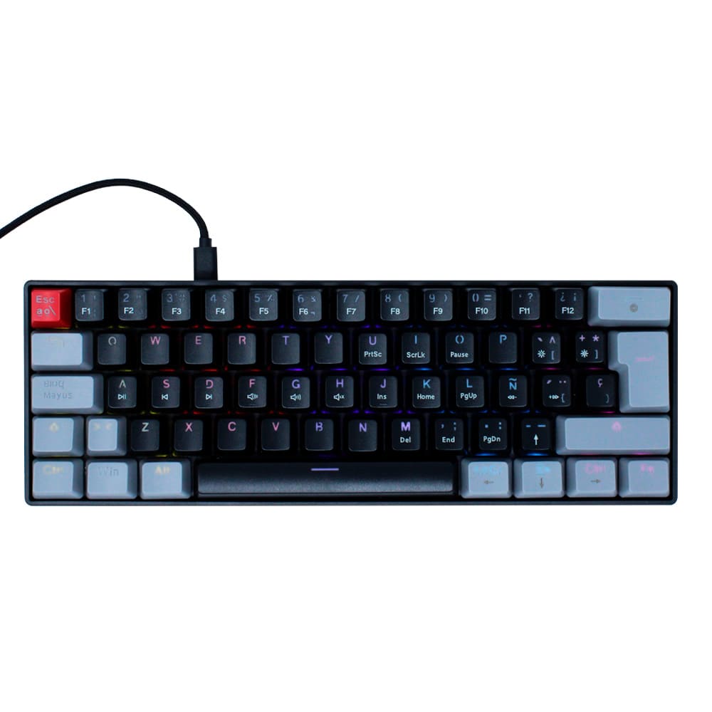 Teclado Ocelot Gaming Creators, Mecánico, USB, RGB, 60%, Techno Black.