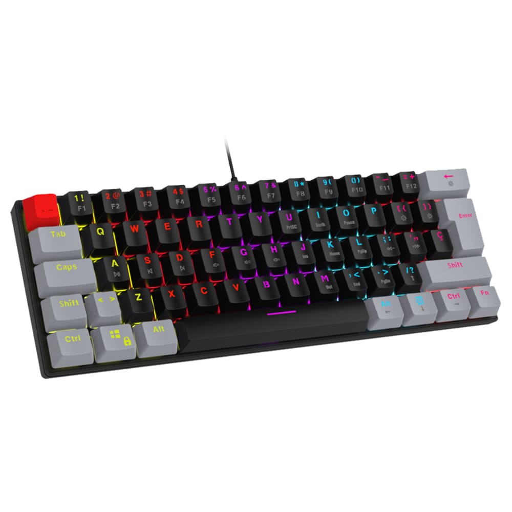 Teclado Ocelot Gaming Creators, Mecánico, USB, RGB, 60%, Techno Black.