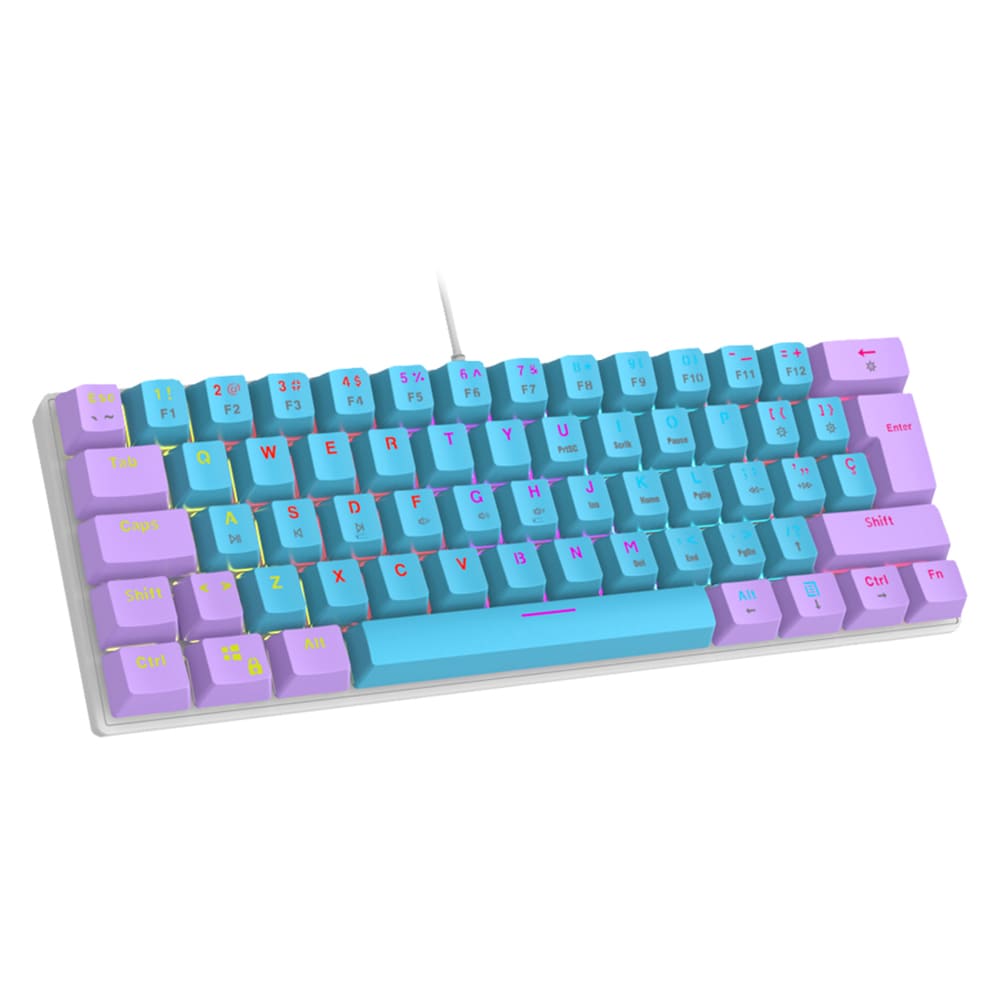 Teclado Ocelot Gaming Creators, Mecánico, USB, RGB, 60%, Candy Blue.