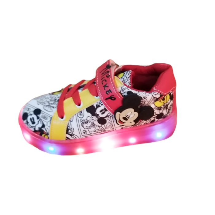 Tenis de luces led Mickey Mouse estampado para niños