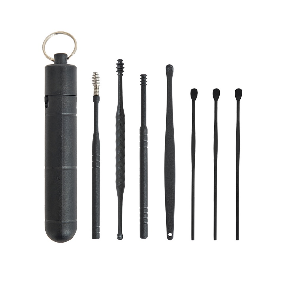 Limpia oídos hisopo cera cotonete metálico eliminación ecológico reutilizable orejas limpieza negro