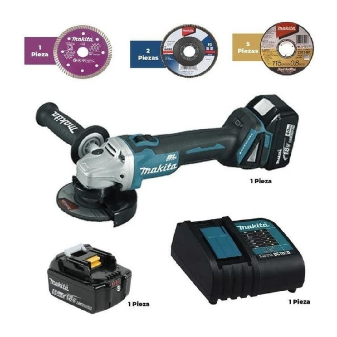 Mini Esmeriladora Inalámbrica Brushless 4-1/2 Makita Dga456