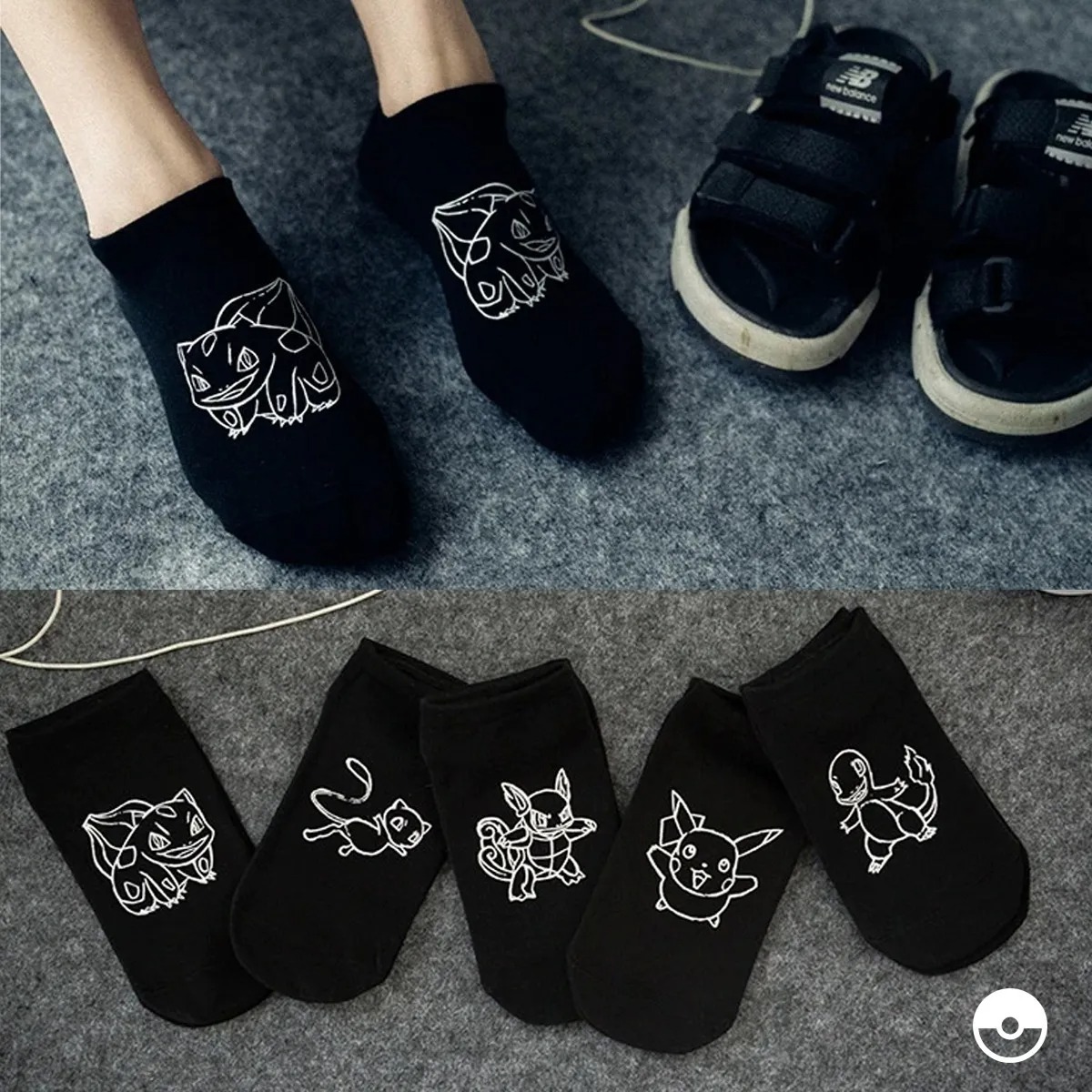 Calcetines Pokemon Boceto Algodón 5 Pares Diseño Minimalista Único