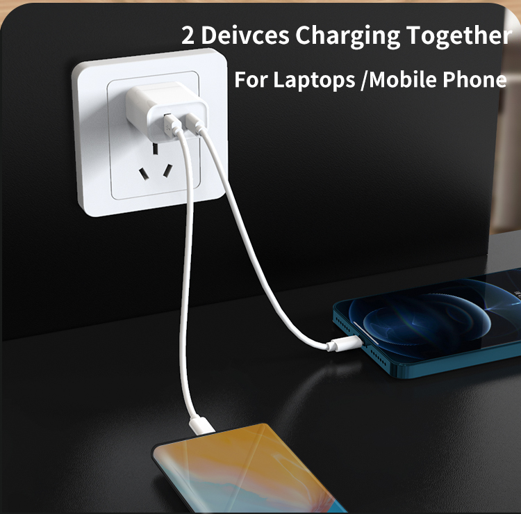 CARGADOR DE PARED DUAL USB Y TIPO C PD CARGA RAPIDA 30W