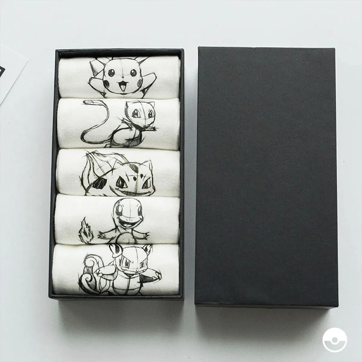 Calcetines Pokemon Boceto Algodón 5 Pares Diseño Minimalista Único