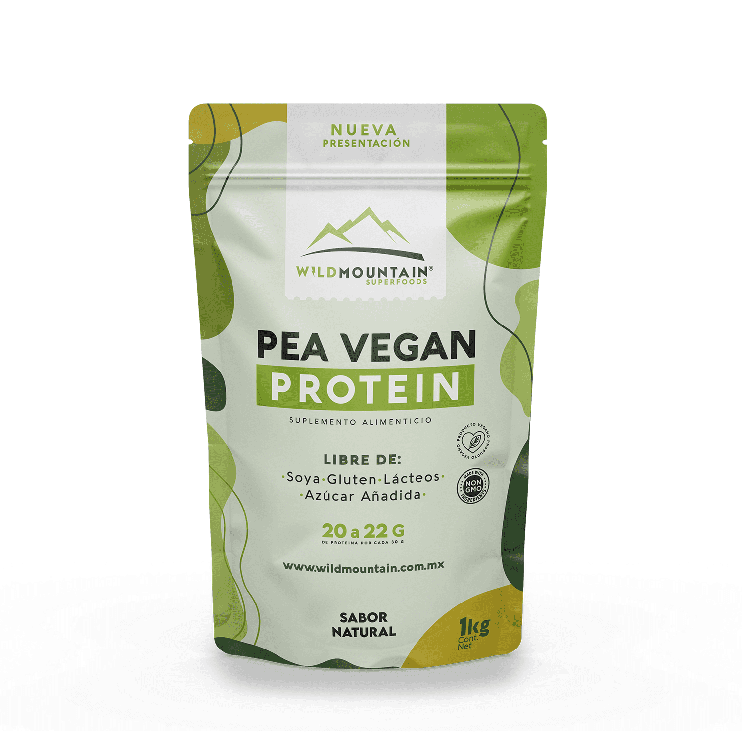 WILDMOUNTAIN PROTEIN - PROTEINA VEGANA - CHICHARO - BOLSA 1kg. Sin azúcar añadida, lácteos, gluten, soya, y OGM.