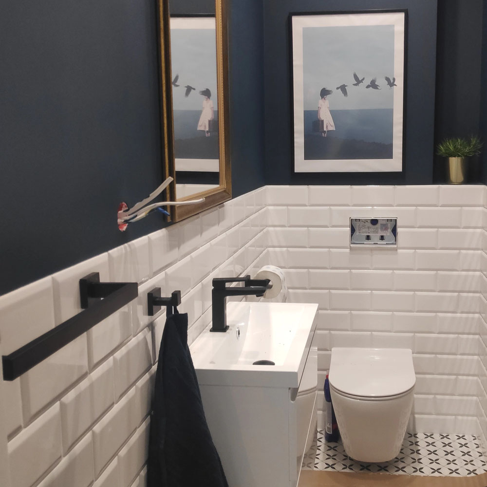 Set De Accesorios Para Baño Negro Cuadrado Moderno