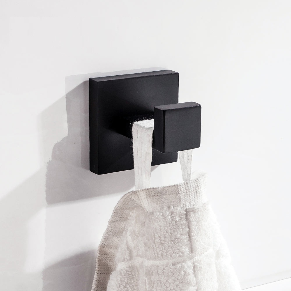 Set De Accesorios Para Baño Negro Cuadrado Moderno
