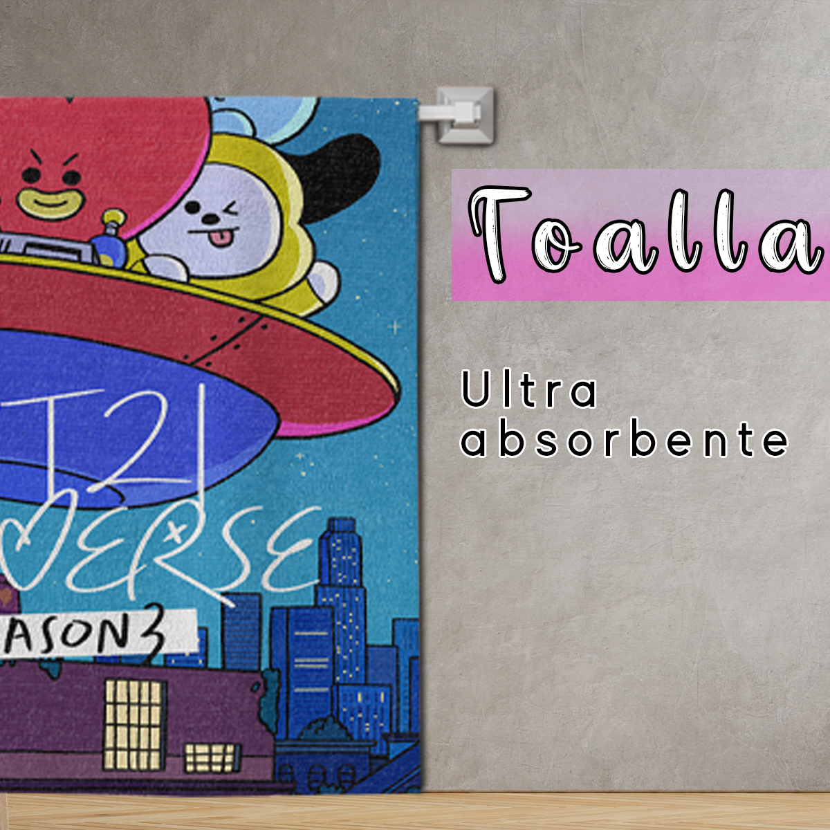 Toalla De Baño Bts Army Kpop Microfibra Poliester Diseño