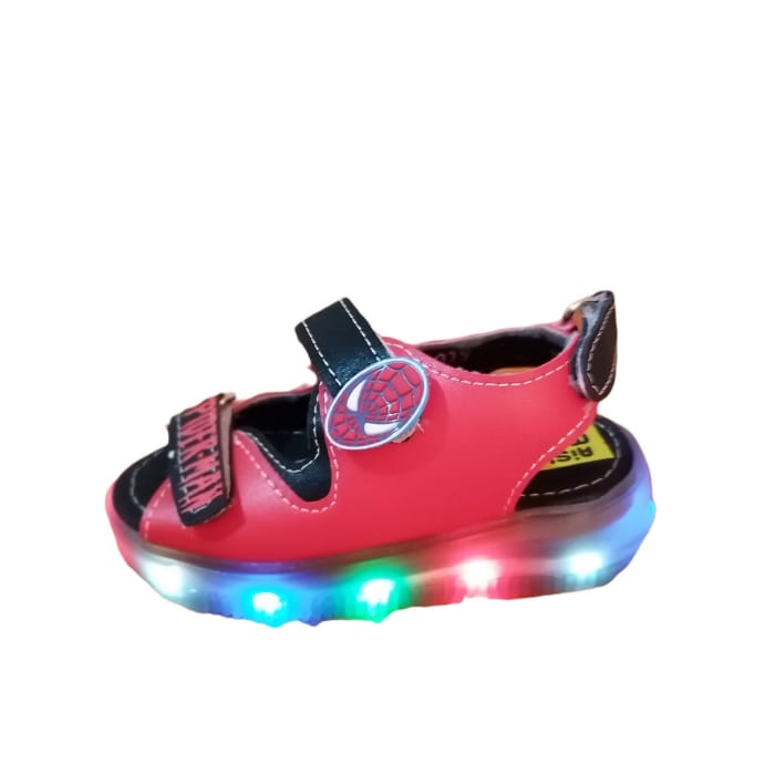 Sandalia / Huaraches de luces led Spiderman/ Hombre araña para niños