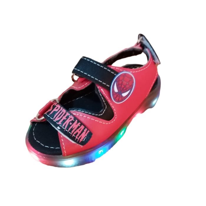 Sandalia / Huaraches de luces led Spiderman/ Hombre araña para niños