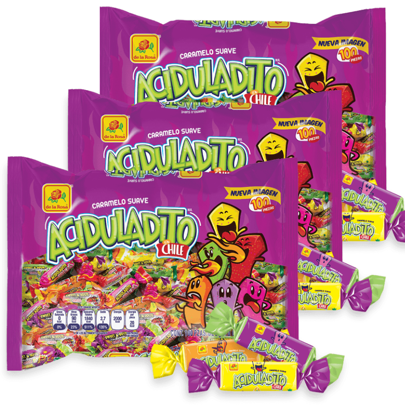 Paquete con 6 Caramelo suave acidito 100 piezas c/u