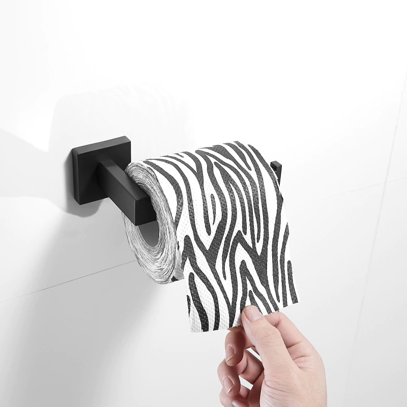 Set De Accesorios Para Baño Negro Cuadrado Moderno