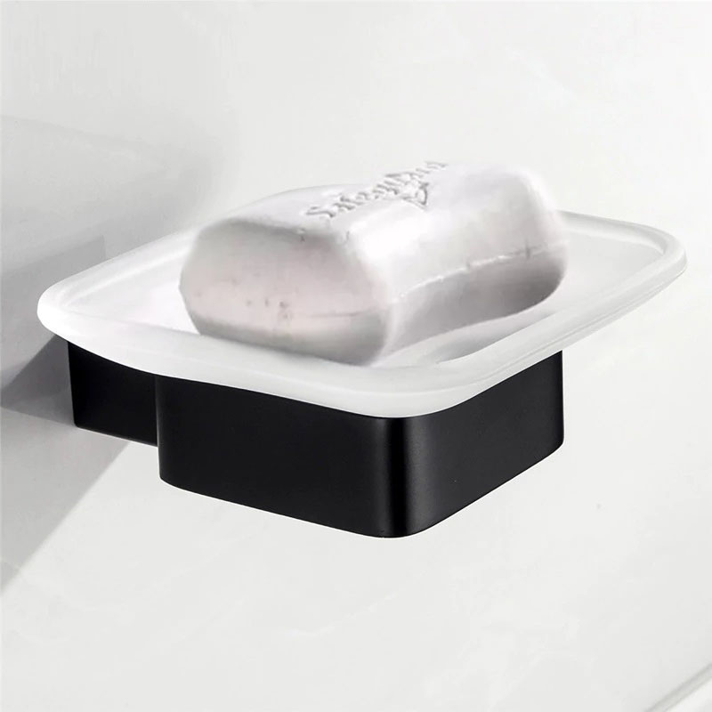 Set De Accesorios Para Baño Negro Cuadrado Moderno