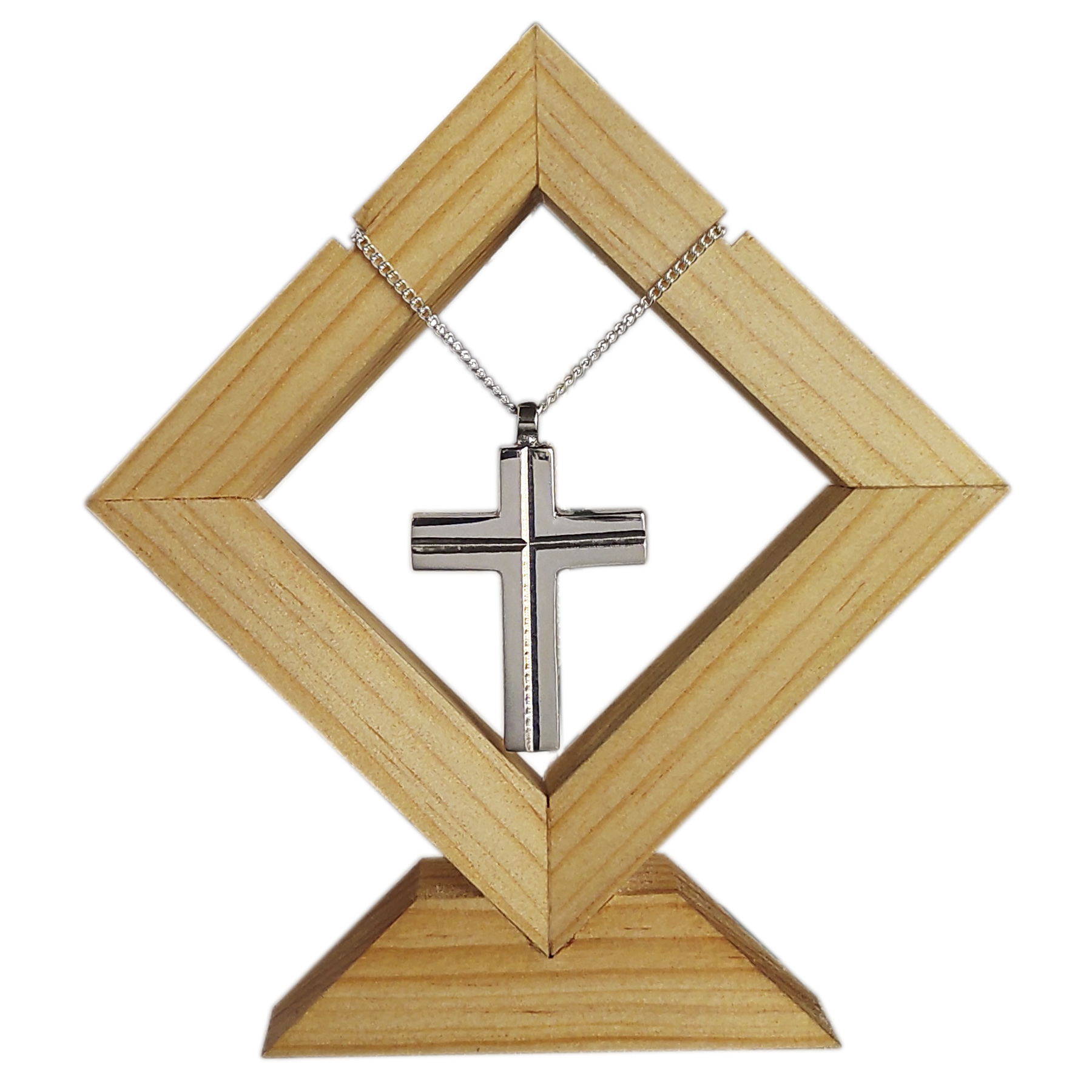 Relicario Dije Para Cenizas de Cremacion Urna Cruz Resplandor 01 Con Exhibidor