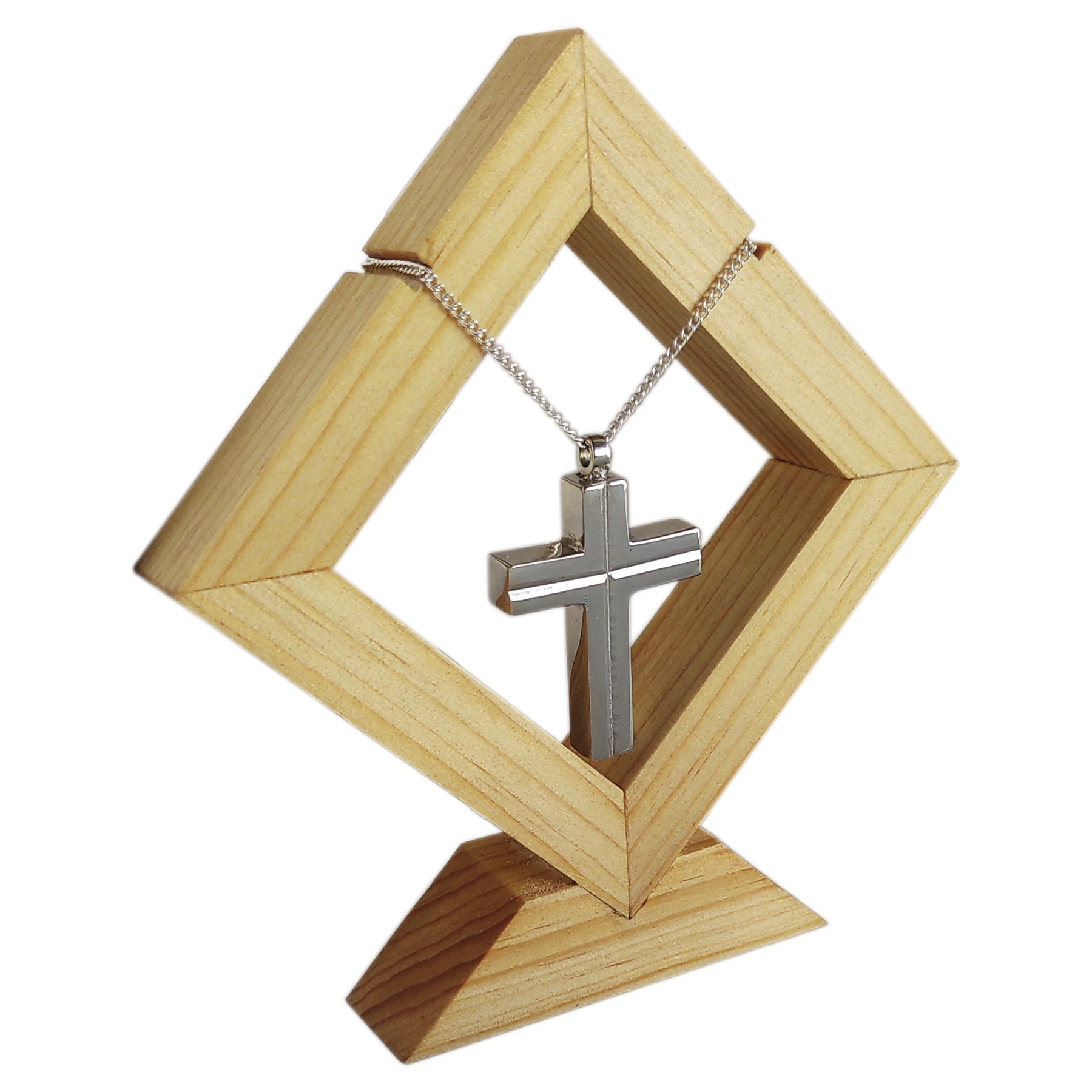 Relicario Dije Para Cenizas de Cremacion Urna Cruz Resplandor 01 Con Exhibidor