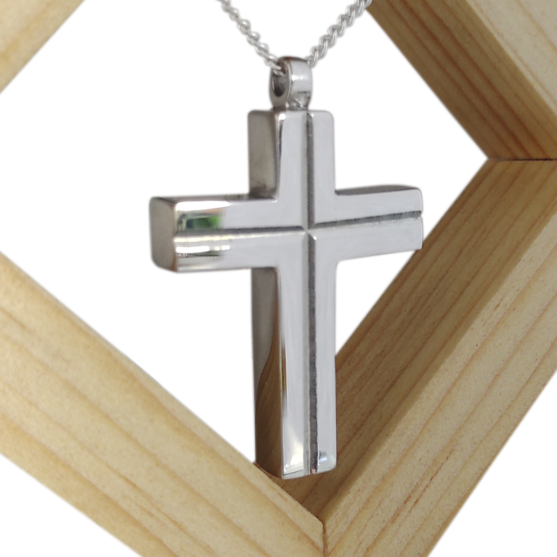 Relicario Dije Para Cenizas de Cremacion Urna Cruz Resplandor 01 Con Exhibidor