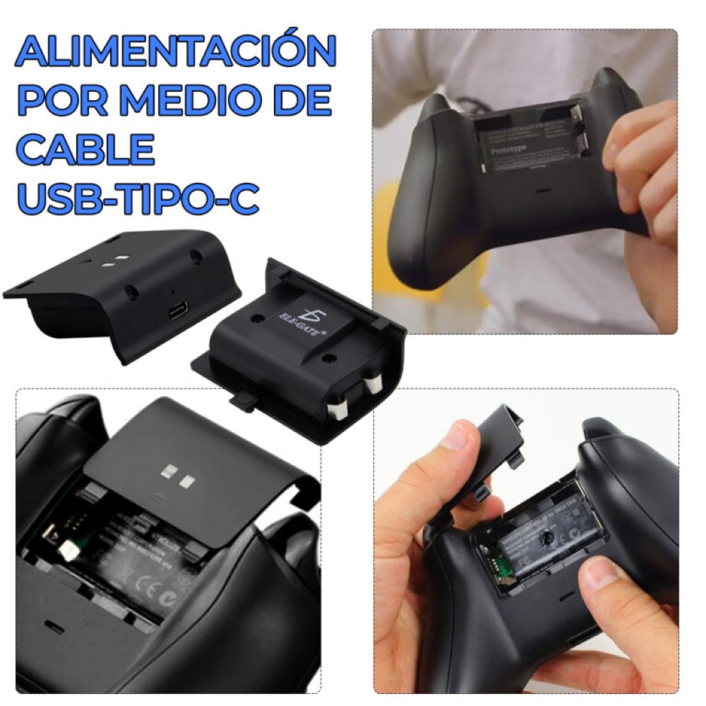 Kit Carga Y Juega Para Control Xbox One Entrada Tipo C Ele-Gate CHGM06P Color Negro