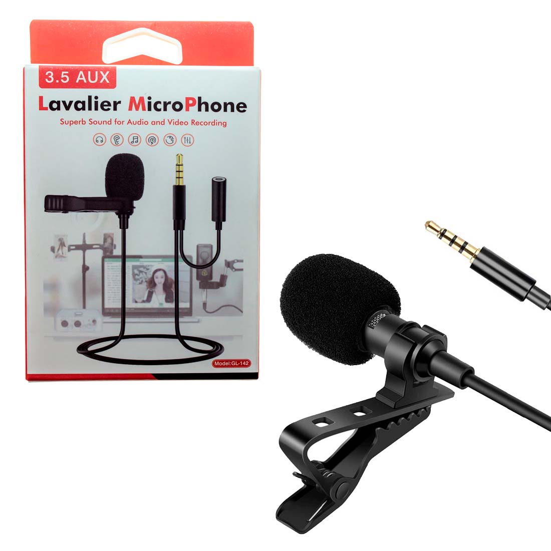 Micrófono de Solapa Lavalier 3.5 profesional para Smartphone y Tablet