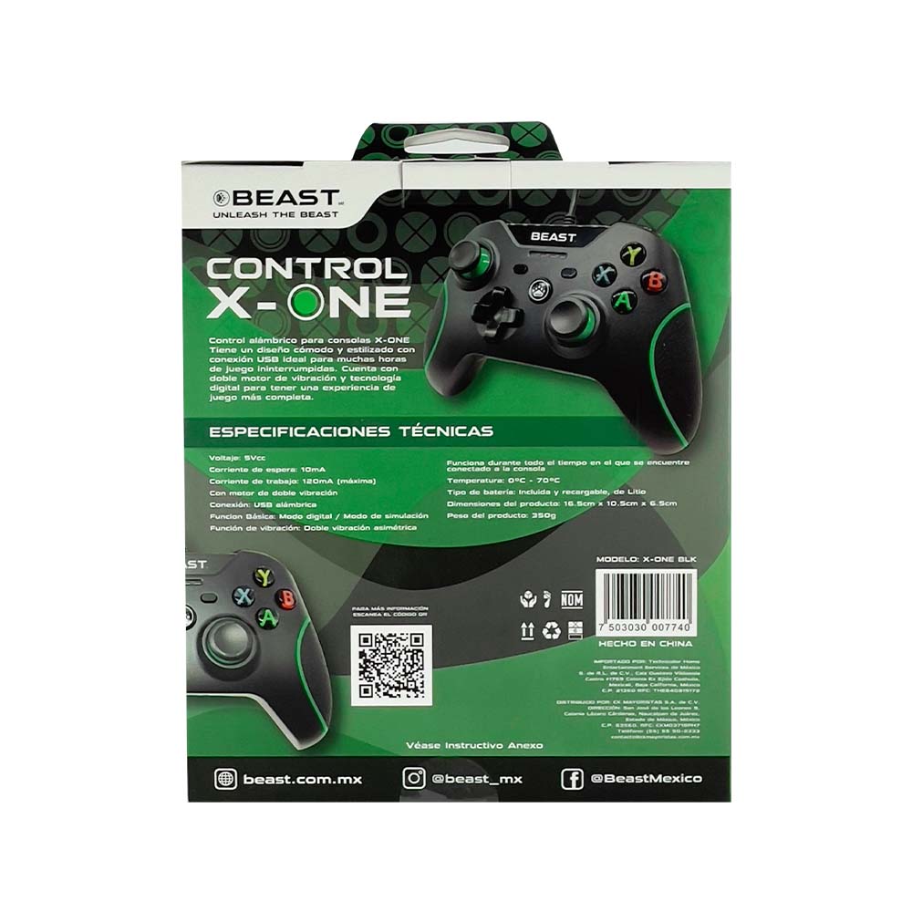 Control X-One Beast Alámbrico doble motor vibración Negro