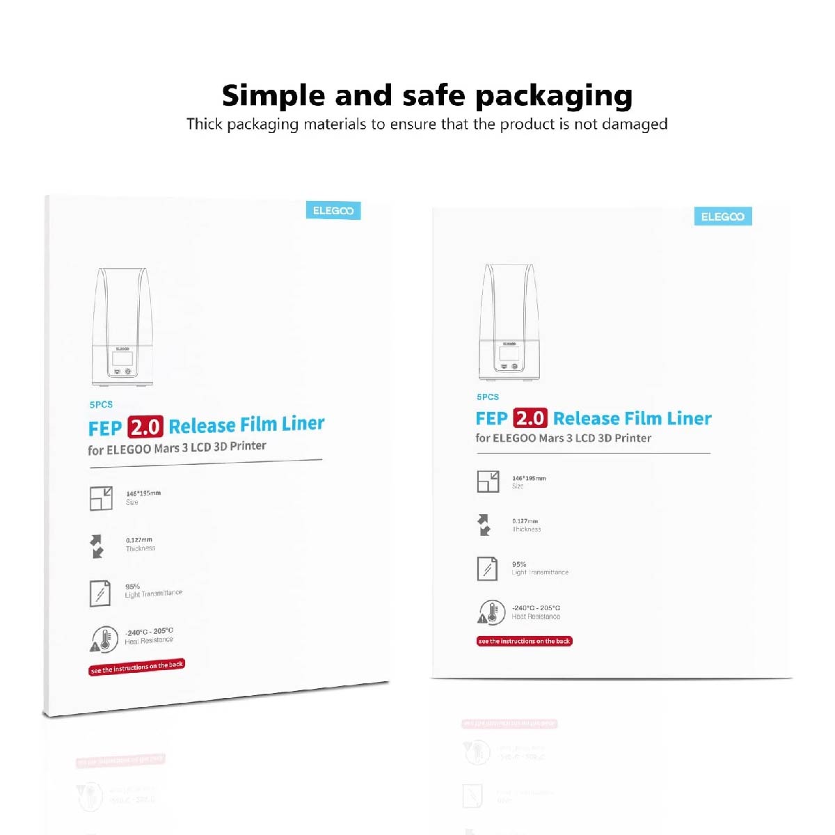 Pelicula Fep Film Elegoo Mars 3 Ultra 4k Impresora 3d (5 Pz)