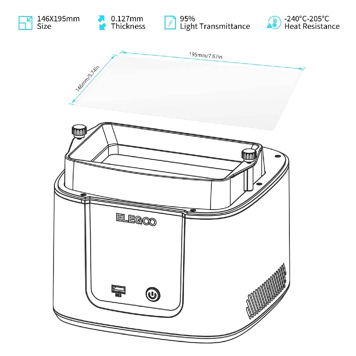Pelicula Fep Film Elegoo Mars 3 Ultra 4k Impresora 3d (5 Pz)