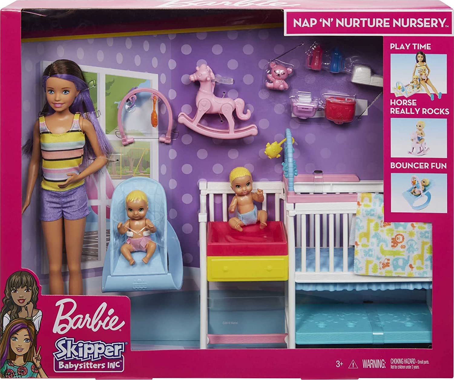Barbie Muñeca Barbie Skipper Niñera Bebes + Accesorios