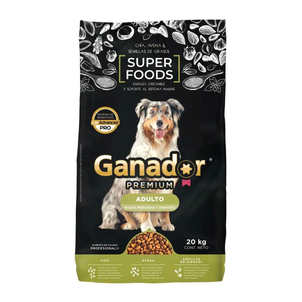 Alimento para Perro Ganador Premium Super Foods 20 kg