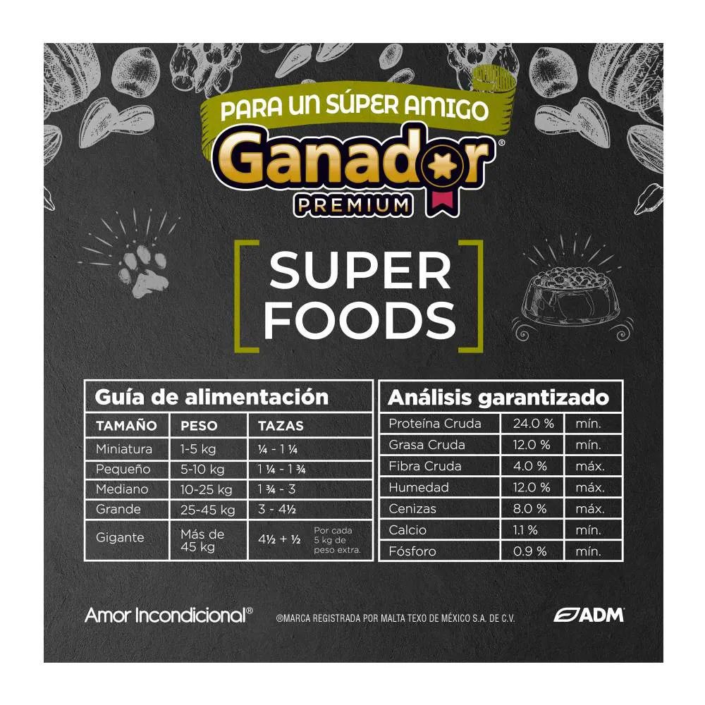 Alimento para Perro Ganador Premium Super Foods 20 kg
