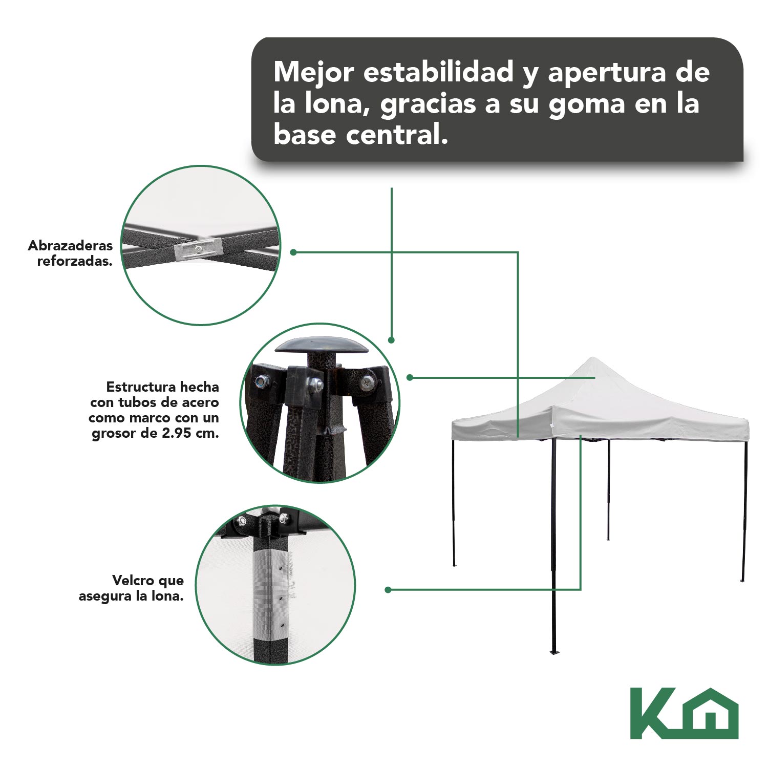 Toldo Carpa Impermeable Plegable De Acero 3x3m Kingsman Blanco