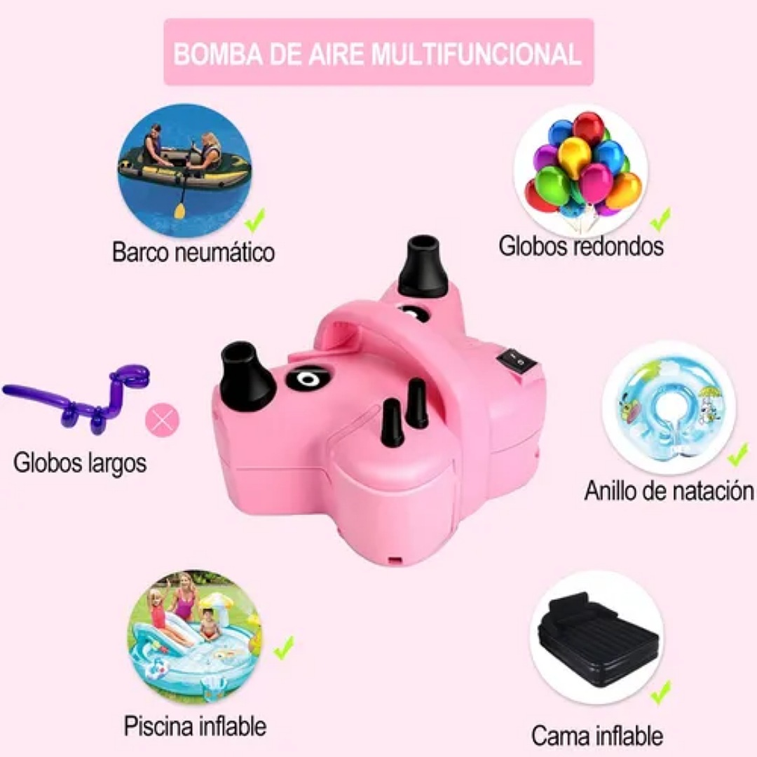 Bomba Globo Infladora Eléctrica Doble Inflar Portátil 5 En 1